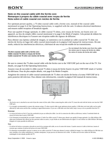 Sony KLV-26HG2 Manuel utilisateur | Fixfr