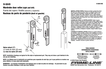 N 6849 | Prime-Line Left- and Right-Handed Sliding Wardrobe Door Roller Assemblies (2-Pack) Guide d'installation | Fixfr