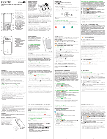 Doro 730X Mobile phone Guide de démarrage rapide | Fixfr