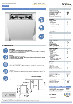 Whirlpool WIO3O33PFX 6ème SENS Lave vaisselle tout intégrable 60 cm Manuel utilisateur