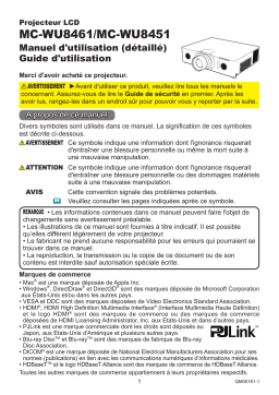 Maxell MCWU8451 Projector Manuel utilisateur