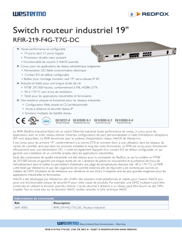 Westermo RFIR-219-F4G-T7G-DC 19” Rackmount Industrial Routing Switch Fiche technique | Fixfr