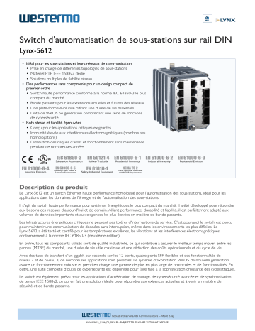 Lynx 5612-F4G-T8G-LV | Westermo Lynx 5612-E-F4G-T8G-LV DIN-rail Substation Automation Switch Fiche technique | Fixfr