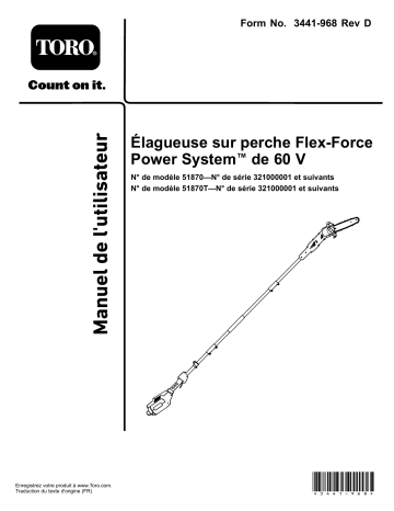 Toro Flex-Force Power System 60V Pole Saw Misc Manuel utilisateur | Fixfr