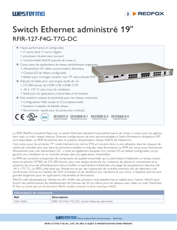 Westermo RFIR-127-F4G-T7G-DC 19” Rackmount Managed Ethernet Switch Fiche technique | Fixfr