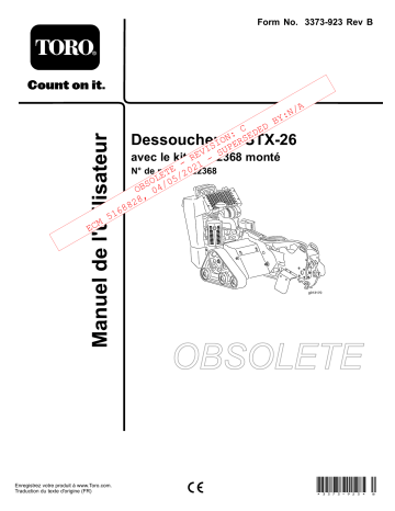 Toro CE Kit, STX-26 Stump Grinder Tree Care Product Manuel utilisateur | Fixfr