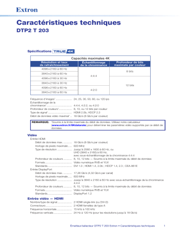 Extron DTP2 T 203 spécification | Fixfr