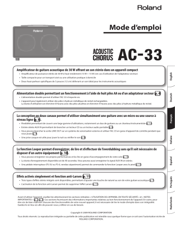 Roland AC-33 Acoustic Chorus Guitar Amplifier空心吉他音箱 Manuel du propriétaire | Fixfr