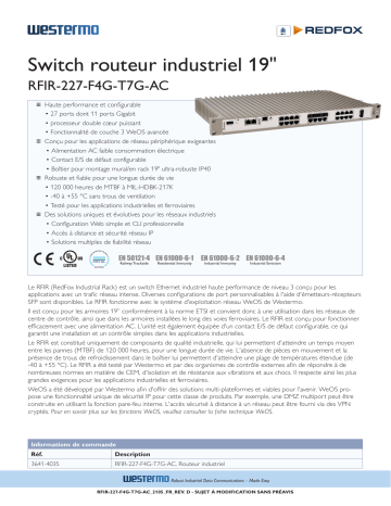 Westermo RFIR-227-F4G-T7G-AC 19” Rackmount Industrial Routing Switch Fiche technique | Fixfr