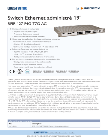 Westermo RFIR-127-F4G-T7G-AC 19” Rackmount Managed Ethernet Switch Fiche technique | Fixfr