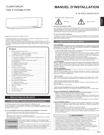 Installation manuel | Fujitsu ASUH18LMAS Guide d'installation | Fixfr