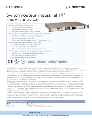 Westermo RFIR-219-F4G-T7G-AC 19” Rackmount Industrial Routing Switch Fiche technique | Fixfr