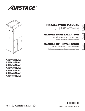 ARUX24TLAV2 | ARUX18TLAV2 | ARUX12TLAV2 | ARUX60TLAV2 | ARUX36TLAV2 | ARUX30TLAV2 | Installation manuel | Fujitsu ARUX48TLAV2 Guide d'installation | Fixfr