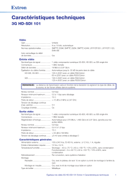 Extron 3G HD-SDI 101 spécification