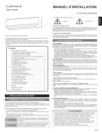 Installation manuel | Fujitsu ASUH24LMAS Guide d'installation | Fixfr