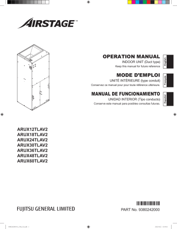 ARUX24TLAV2 | ARUX18TLAV2 | ARUX12TLAV2 | ARUX60TLAV2 | ARUX36TLAV2 | ARUX30TLAV2 | Mode d'emploi | Fujitsu ARUX48TLAV2 Manuel utilisateur | Fixfr