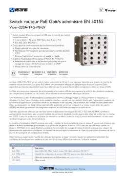 Westermo Viper-220A-P8-LV EN 50155 Managed PoE Routing Switch Fiche technique