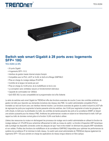 Trendnet TEG-30284 28-Port Gigabit Web Smart Switch Fiche technique | Fixfr