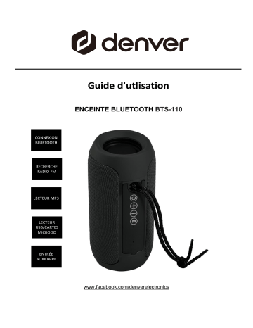 BTS-110GREY | BTS-110BLUE | BTS-110BORDEAUX | Denver BTS-110BLACK Bluetooth speaker Manuel utilisateur | Fixfr