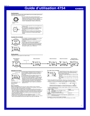 Casio MA0607-FA Watch Manuel utilisateur | Fixfr