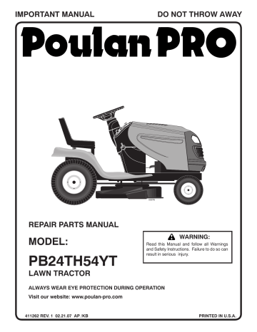 Poulan PB24TH54YT Lawn Mower Manuel utilisateur | Fixfr