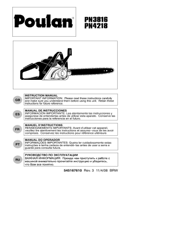 PN3816 | Poulan PN4218 Chainsaw Manuel utilisateur | Fixfr