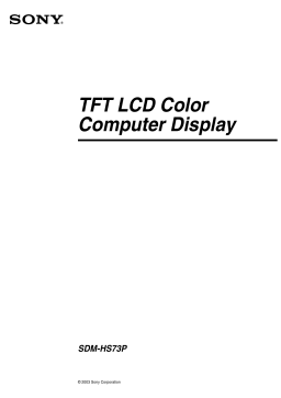 Sony SDM-HS73P Computer Monitor Manuel utilisateur
