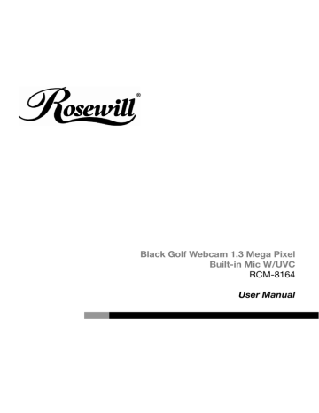 BLACK GOLF RCM-8164 | Rosewill RCM-8164 Webcam Manuel utilisateur | Fixfr