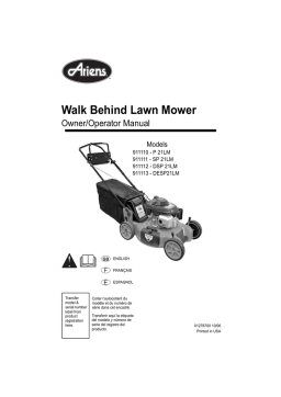 Ariens 911110 - P 21LM Lawn Mower Manuel utilisateur