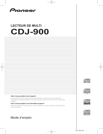 CDJ-900 & CDJ 900,MV | Manuel du propriétaire | Pioneer CDJ-900 CD Player Manuel utilisateur | Fixfr