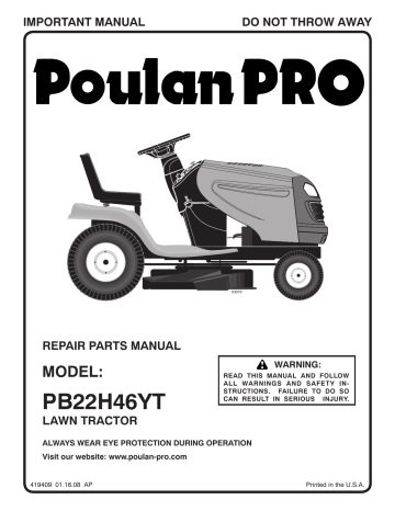 960 42 00-38 | Poulan 96042003802 Lawn Mower Manuel utilisateur | Fixfr