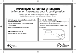 Acoustic Research ARIRC600i Radio Manuel utilisateur