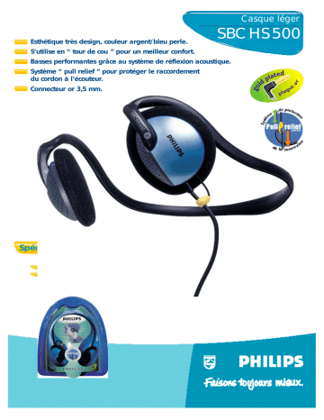 Philips SBC HS500 Headphones Manuel utilisateur | Fixfr