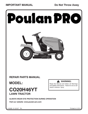 412525 | Poulan 96042004900 Lawn Mower Manuel utilisateur | Fixfr