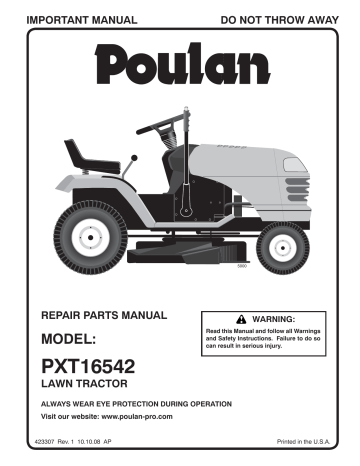 Poulan 423307 Lawn Mower Manuel utilisateur | Fixfr