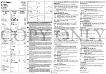 WS-1410T | WS-1210T | Canon WS-1610T Calculator Manuel utilisateur | Fixfr