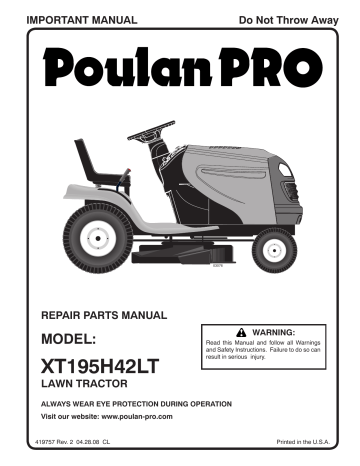 419757 | Poulan 96042007200 Lawn Mower Manuel utilisateur | Fixfr