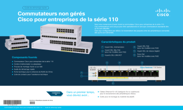 Business 110-24PP Unmanaged Switch  | Business 110-24T Unmanaged Switch  | Business 110-8PP-D Unmanaged Switch  | Business 110-8T-D Unmanaged Switch  | Business 110-16PP Unmanaged Switch  | Business 110-16T Unmanaged Switch  | Cisco Business 110 Series Unmanaged Switches Guide de démarrage rapide | Fixfr