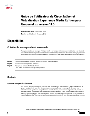 Jabber Softphone for VDI - Unicon eLux  | Mode d'emploi | Cisco Jabber Softphone for VDI Manuel utilisateur | Fixfr