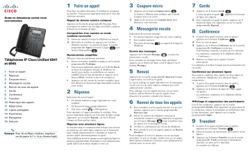 Unified IP Phone 6911  | Unified IP Phone 6921  | Unified IP Phone 6941  | Unified IP Phone 6945  | Unified IP Phone 6961  | Mode d'emploi | Cisco Unified IP Phone 6901  Manuel utilisateur | Fixfr