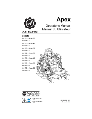 991153 | 991155 | 991157 | Ariens 991151 APEX 60 - KAWASAKI Manuel utilisateur | Fixfr