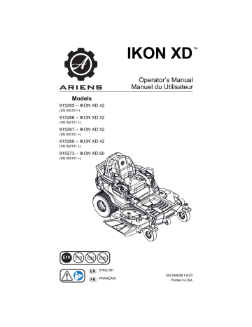 915268 | 915267 | 915273 | 915265 | Ariens 915266 IKON-XD 52 KOHLER Manuel utilisateur | Fixfr