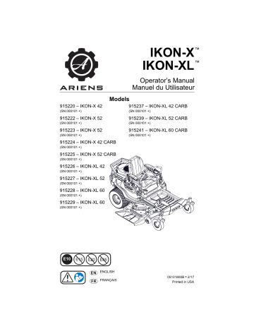 915222 | 915226 | 915228 | 915229 | 915220 | 915227 | Ariens 915223 IKON-X ARIENS 52