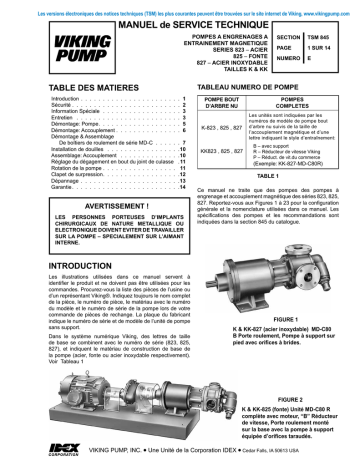 KK-827 | Viking pump TSM845: K, KK 823/825/827 Manuel utilisateur | Fixfr