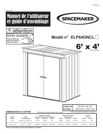 Manuel du propriétaire | Spacemaker ELP64ONCL EuroLite Pent Roof 6 ft. x 4 ft. Manuel utilisateur | Fixfr