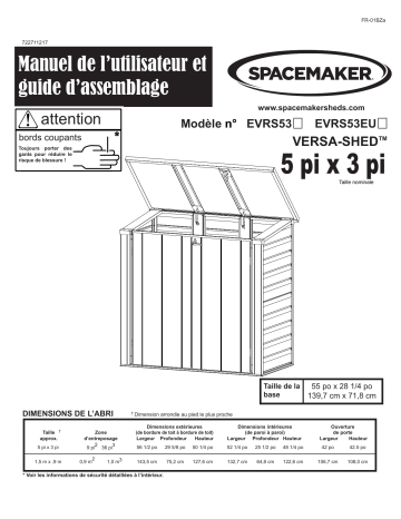 Manuel du propriétaire | Spacemaker EVRS53 ® Versa-Shed Steel Storage, 5 ft. x 3 ft. Manuel utilisateur | Fixfr