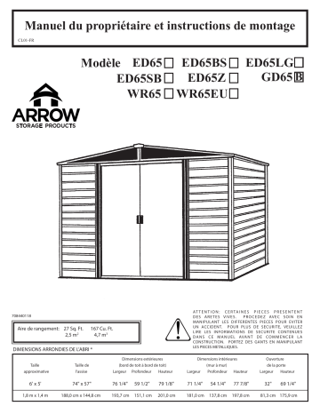 Manuel du propriétaire | Arrow Storage Products ED65BS Euro Dallas 6 x 5 ft Manuel utilisateur | Fixfr