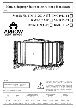 Arrow Storage Products RMG1012EU Dresden Series Steel Storage Shed, 10 ft. x 12 ft. Manuel utilisateur