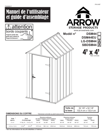 Manuel du propriétaire | Arrow Storage Products DSM44 Designer™ Series Metro Steel Storage Shed, 4 ft. x 4 ft. Manuel utilisateur | Fixfr