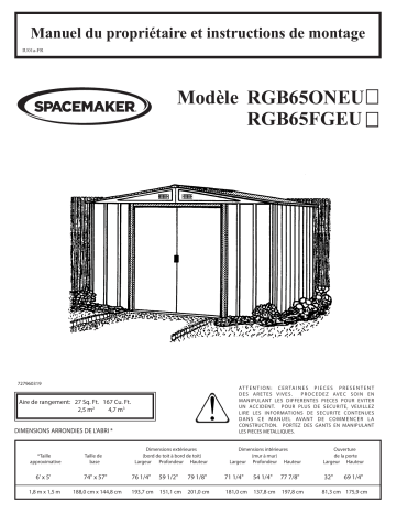 Manuel du propriétaire | Spacemaker RGB65ONEU RGB 6 ft x 5 ft Manuel utilisateur | Fixfr